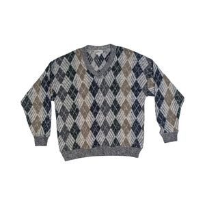 Arnold Palmer Argyle V-Neck Sweater Vintage Preppy, Men's Size Large